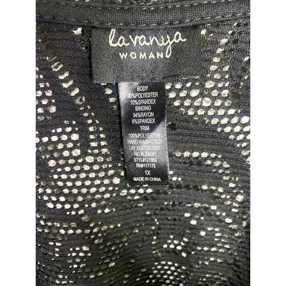NWOT La Vanya Boho Swim Coverup Lace Sleeveless Open Front Maxi Dress Black 1X - Picture 9 of 16
